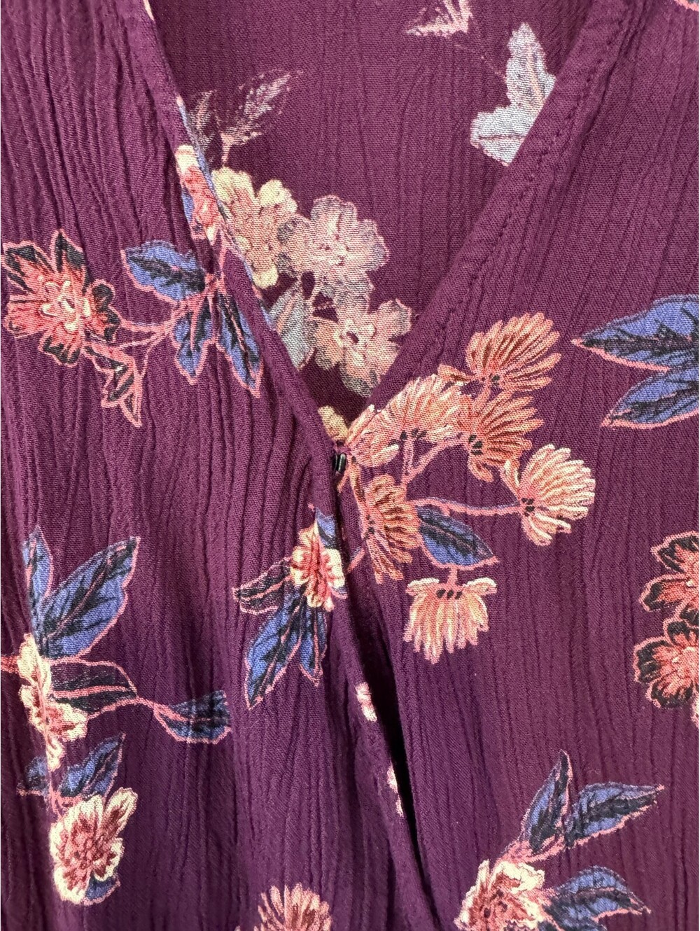 Anthropologie Boho Floral Wrap Blouse Bell Sleeve Romantic Purple Top Size Small - Picture 4 of 8